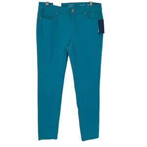 Crown & Ivy Skinny Stretch Pants Soft Women 2‎ Short Teal MJ4705U3S Casual NWT